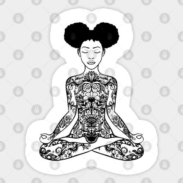 Black Woman, Meditation, Black Women, Afro Puff, Black Hair, Natural Hair Sticker by UrbanLifeApparel